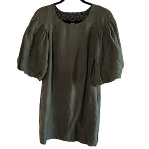 Hugo Boss Orange,linen blend,peasant,Puff Sleeve Dress,pockets,fairy goth
